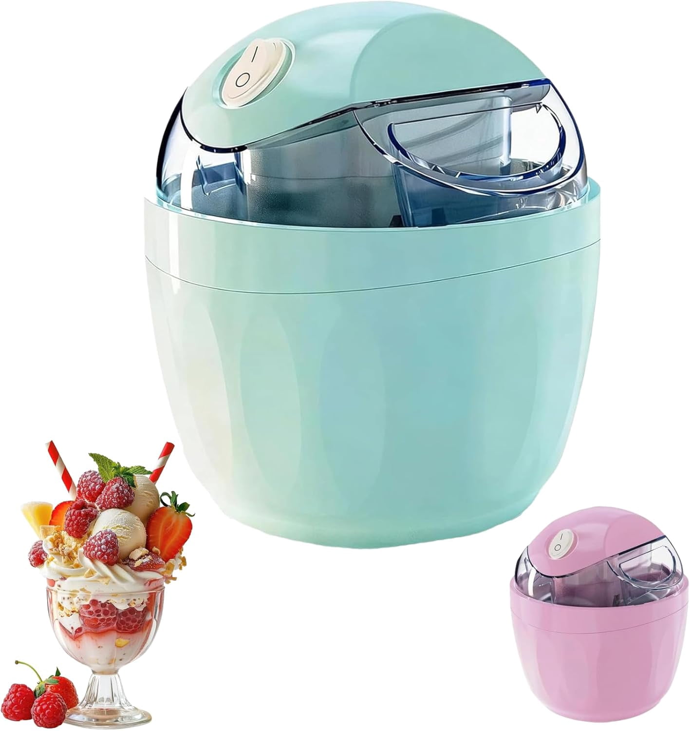 Small Home Mini Ice Cream Maker, Just 15 Minutes, DIY Makes Single Mini Ice Cream Machine, Frozen Yogurt, Easy One-Touch Dessert Maker for Families Kitchen (Blue)