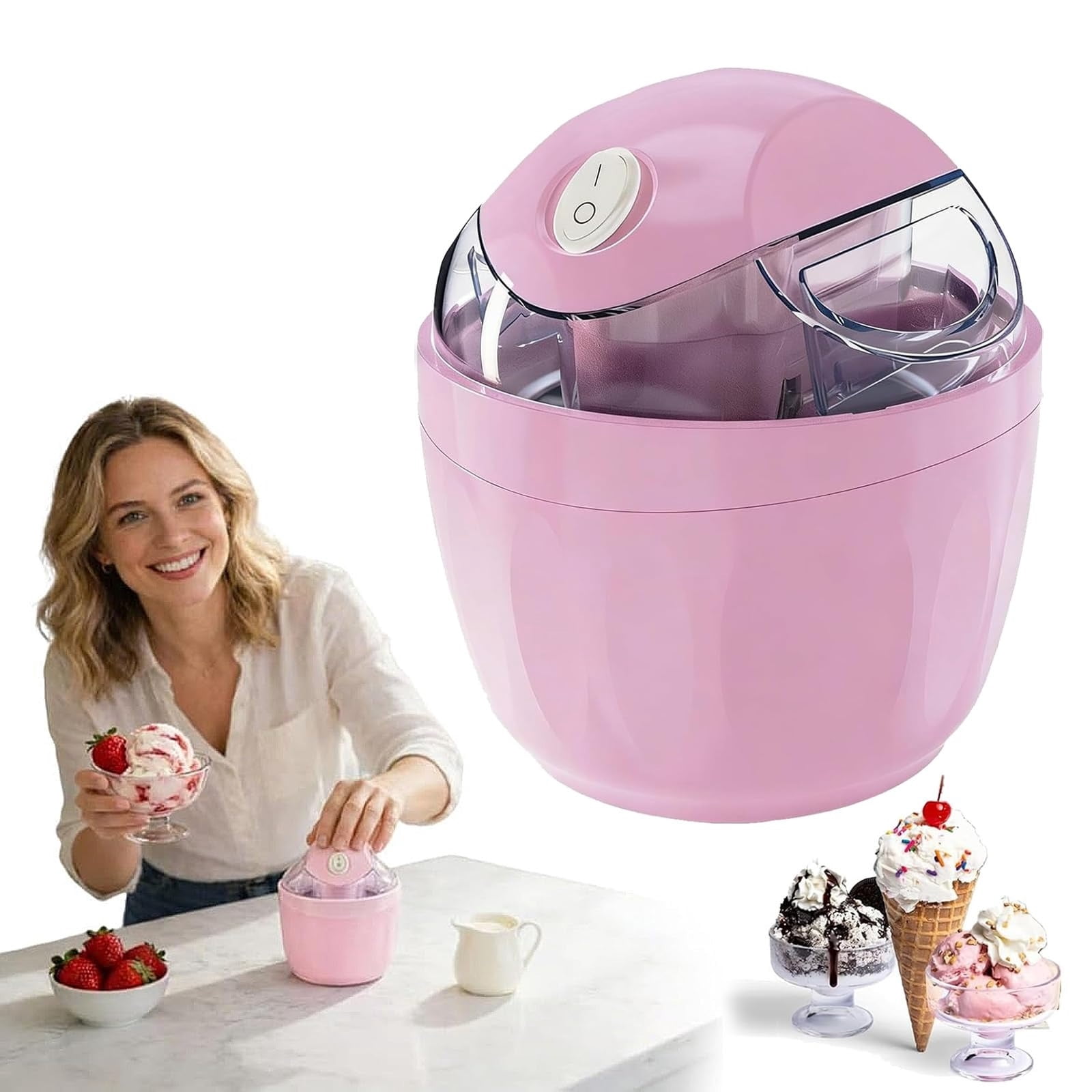 Small Home Mini Ice Cream Maker, Just 15 Minutes, DIY Mini Ice Cream Maker, One-Touch Dessert Maker, Single Serving , Frozen Yogurt, Compact Electric Makers for Kitchen, Family Treats