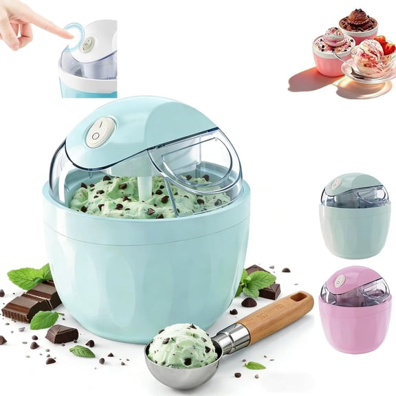 Small Home Mini Ice Cream Maker with One-Touch Operation, Freezer Bowl Fast Cooling System, Personal Single Serve Dessert Maker for Kitchen