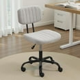 thumbnail image 1 of Small Home Office Desk Chair with Wheels, Armless Comfy Vanity Chair Swivel Computer Task Chair No Arms, Modern Height Adjustable Low Back Rolling Chair for Small Space (Linen Fabric Grey), 1 of 18