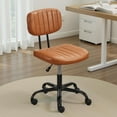 thumbnail image 1 of Small Home Office Desk Chair with Wheels, Armless Comfy Vanity Chair Swivel Computer Task Chair No Arms, Modern Height Adjustable Low Back Rolling Chair for Small Space (PU Leather Brown), 1 of 9