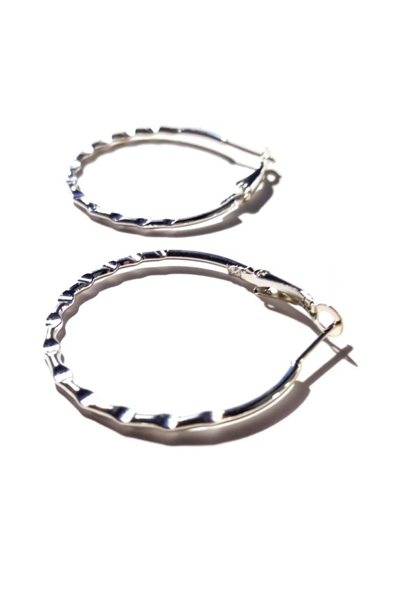Small Hoop Earings Silver Hammered 1.25 inch Hoop Earrings