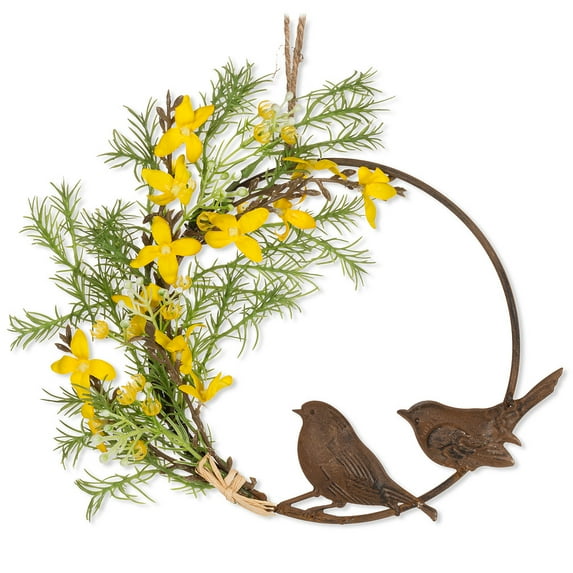 Small Hoop Wreath with Birds & Forsythia