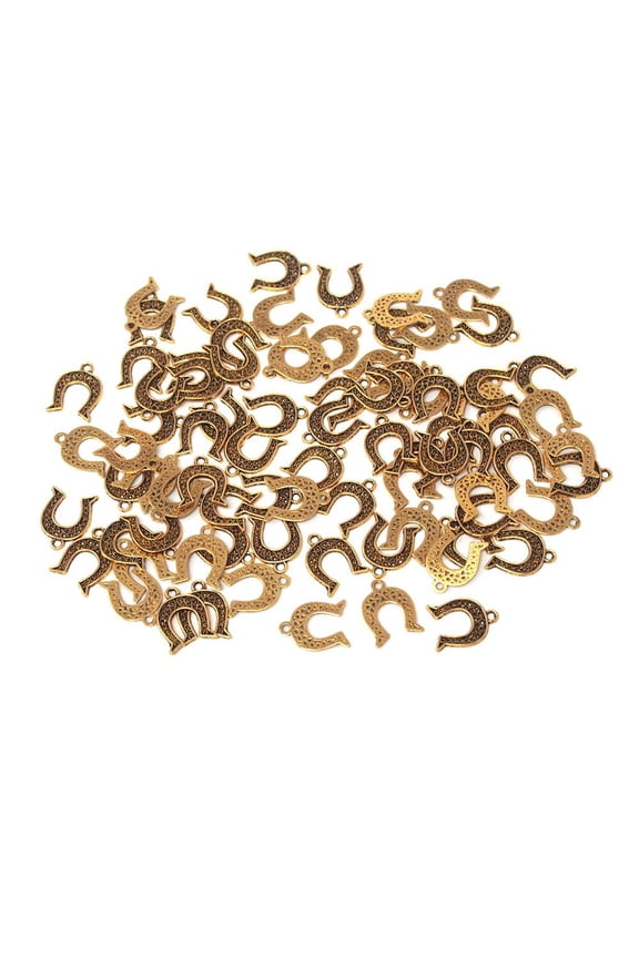 Small Horseshoe Metal Charms, Gold, 1/2-Inch, 35-Count