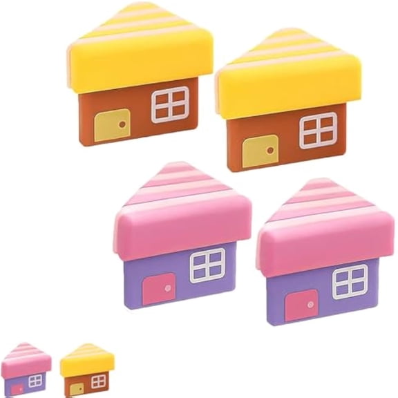 Small House Table Corner Anti-Collision Pad, Cartoon Corner Guards for Table. Proof Edge Protectors, Cartoon Anti-Collisions at The Corner of The Desk, Soft Cushion Pads Safety Home (P+Y,4Pcs)