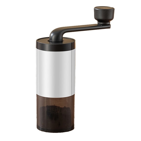 Portable Hand Crank Coffee Grinder for Travel, White Plastic+Metal 1 Count