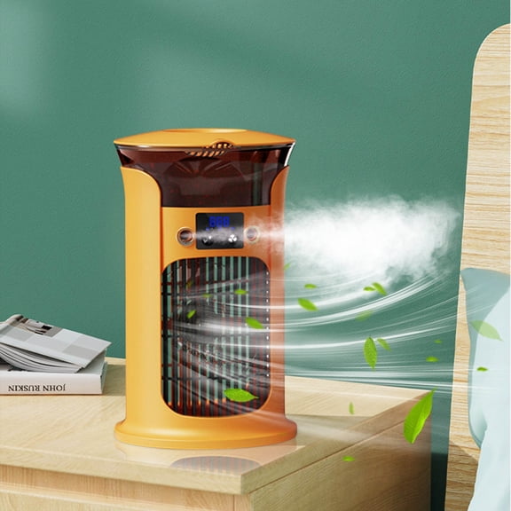 Small Household Cooler, Mini USB Powered Office Fan with 3-Speed Adjustment, Humidifier, Colorful LED Night Light, Low Noise, Portable for Home, Office, Bedroom