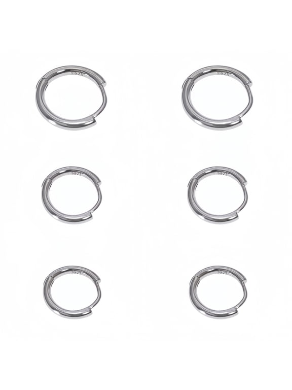 Small Hoop Earrings for Women 925 Sterling Silver Hypoallergenic Cartilage Hoops Earrings for Men(3 Pairs