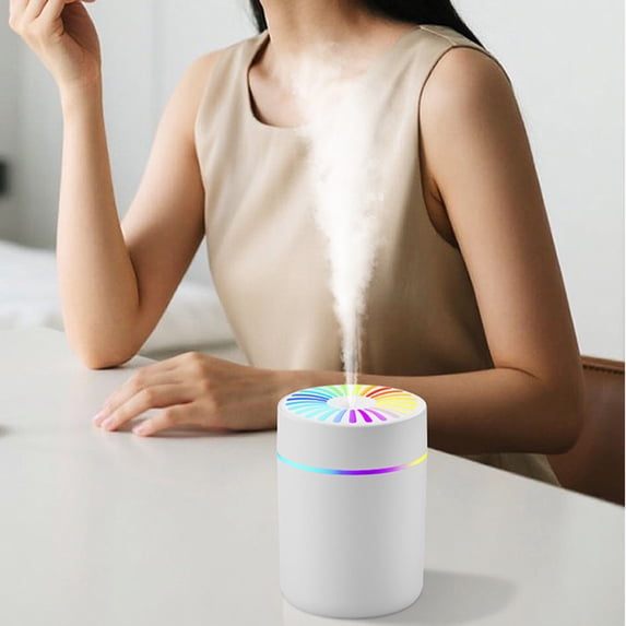 Small Humidifier with Color Changing Lights - 190ml Portable USB Desktop Humidifier for Bedroom, Office, Car, Essential Oil Diffuser, Quiet Cool Mist