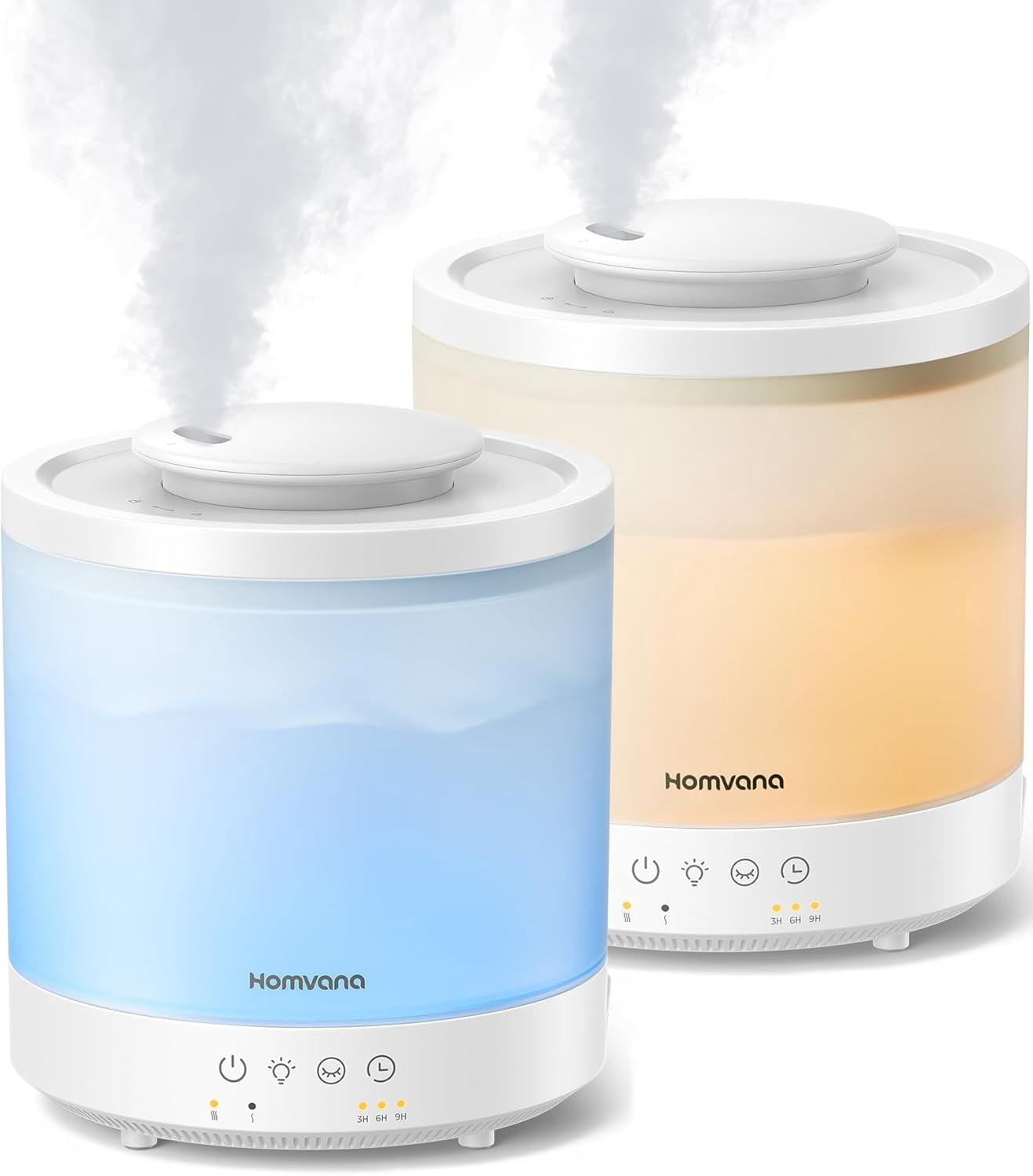 Small Humidifiers for Bedroom - 2 Packs 1.5L Cool Mist Top Fill Humidifier for Baby Nursery, Essential Oil Diffuser, 3 in 1 for Home Plants Offices and Grow Tents, 7 Color Lights, Ultrasonic