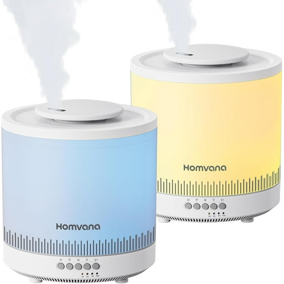 Small Humidifiers for Bedroom - 2 Packs 1.5L Cool Mist Top Fill Humidifier for Baby Nursery, Essential Oil Diffuser, 3 in 1 for Home Plants Offices and Grow Tents, 7 Color Lights, Ultrasonic