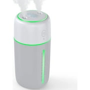Small Humidifiers, Mini Humidifiers with Essential Oil Diffuser,2 Mist Ports, Whisper-Quiet Operation,Night Light Function, Waterless Auto-Off for Baby Bedroom Travel Office Home,500ml Grey