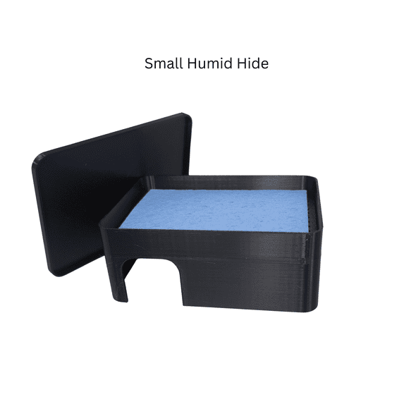 Genetic Fusion Small Humidity Hide for Reptiles – Black 3D Printed Terrarium Hide with Sponge, 4 x 2.75 Inch
