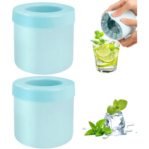 Small Ice Maker Cup, Cylinder Silicone Ice Cube Molds, Mini Ice Maker Cube Tray, Decompress Ice Lattice Ice Cube Trays for freezer, 60 Ice Cubes, Easy-Release 2Pcs