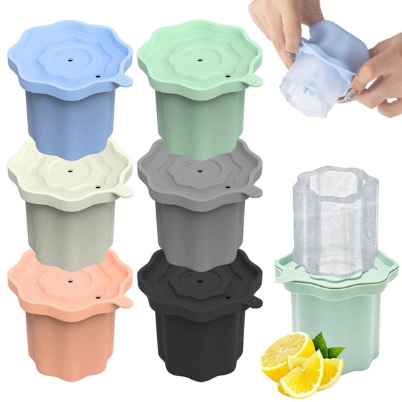 Small Ice Maker Cup, Cylinder Silicone Ice Cube Molds, Mini Ice Maker Cube Tray, Decompress Ice Lattice Ice Cube Trays for freezer, Ice Cubes, Easy-Release