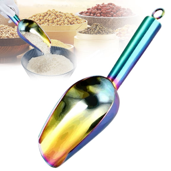 Small Ice Scoop, Stainless Steel Ice Scoop, Metal Ice Scoop, Titanium Colorful Plating Small Ice Scooper, Small Food Scooper for Ice Cube Machine Buckets, Wedding, Bar Party, Store Popcorn, Candy
