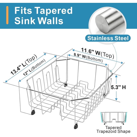 Small In Sink Dish Drying Rack - Stainless Steel Compact Drainer for RV Apartment Kitchen, Rust Resistant, Silver