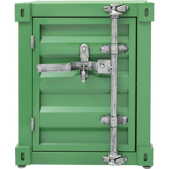 Small Industrial Metal Nightstand End Table with Locker Container Style Wrought Iron Bilayer Side Table for Bedroom/Living Room/Bar/Garage (Green)