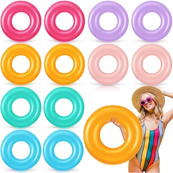 Small Inflatable Pool Float Bulk 23.62 Inches Swimming Ring Pool Floats Colorful Inflatable Tube for Adult Summer Vacation Beach River Bachelorette Wedding Party Supplies, 6 Colors