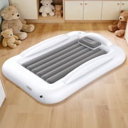 53 inch Small Inflatable Travel Bed with 3-Sided Safety Bumpers, Portable Lightweight Air Mattress, 1 Set, Gray and White