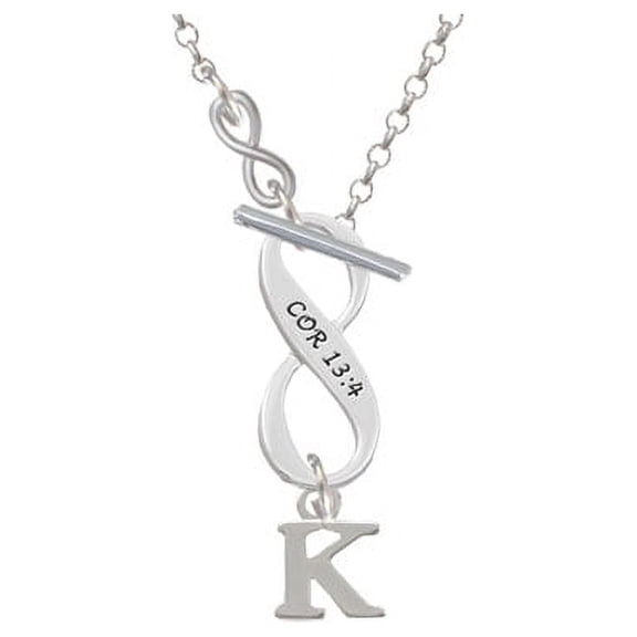 Small Initial - K - To Infinity 1 Corinthians 13:4 Toggle Necklace