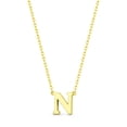 thumbnail image 1 of Small Initial Letter "N" Pendant & Chain Necklace in Solid 14k Rose, White, & Yellow Gold, 1 of 2