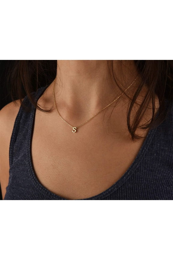 Small Initial Necklace 18K Gold Plated Stainless Steel Tiny Letter Necklace Personalized Monogram Name Necklace For Women[o2661]