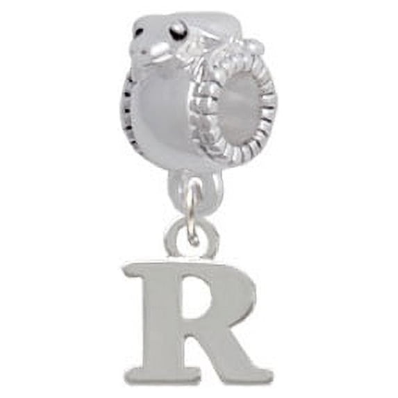 Small Initial - R - Frog Charm Bead