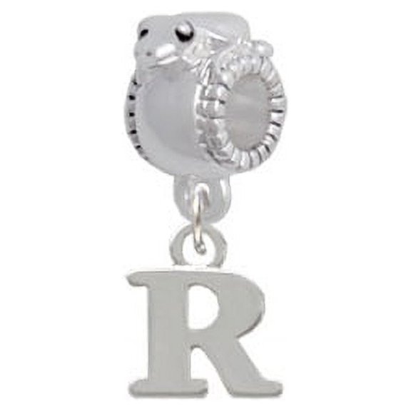 Small Initial - R - Frog Charm Bead
