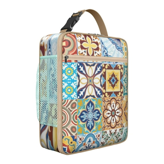 Small Insulated Lunch Bag with Handle, Lunch Box Tote for Health Conscious Individuals Keeps Food Hot/Cold Lunch Tote for Business Trips Beach Outings Bohemian Tribal