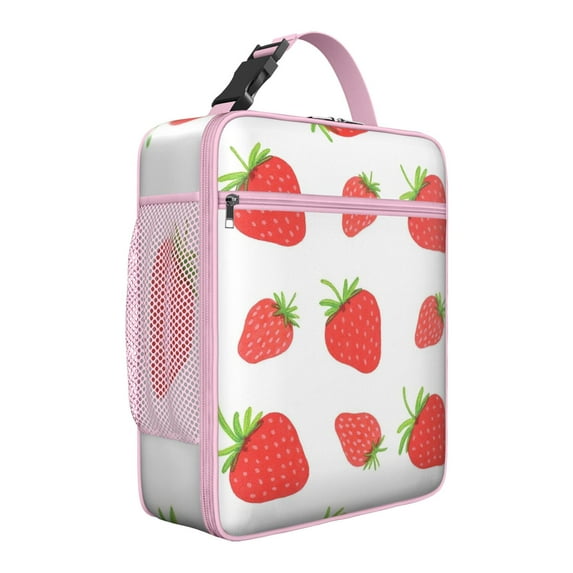 Small Insulated Lunch Bag with Handle, Lunch Bag for Travelers Keeps Food Hot/Cold Lunch Tote for Work Picnic Camping Strawberry