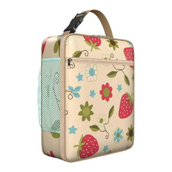 Small Insulated Lunch Bag with Handle, Lunch Bag for Women Men Leakproof Waterproof Lunch Tote for Business Trips Beach Outings Strawberry Cute