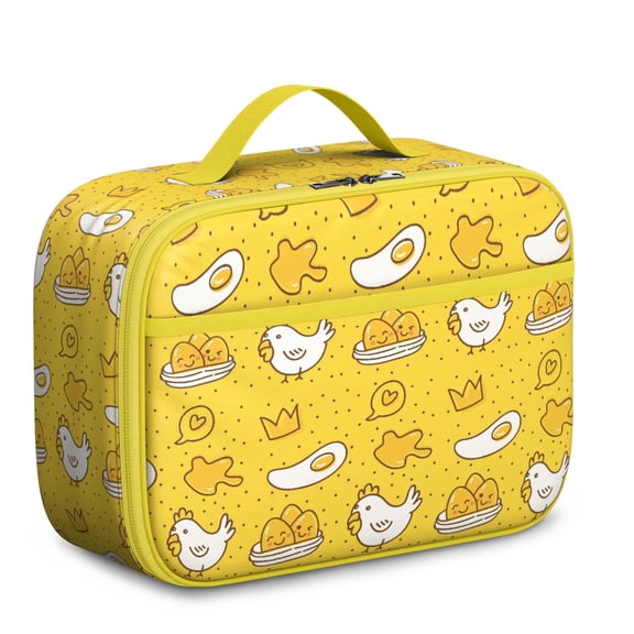 Small Insulated Lunch Tote with Eggshell Design - Lightweight & Compact Reusable Lunch Container, Spill-Resistant Interior & Separate Mesh Compartment - Perfect Chick-Themed Lunch Bag for Parents