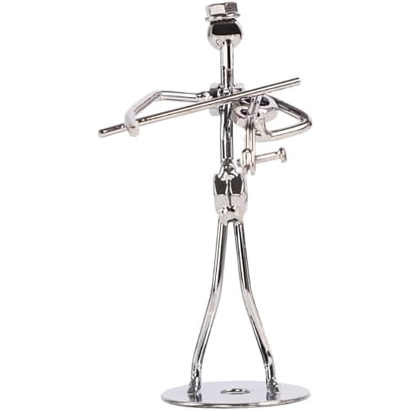 Small Iron Sculpture,Metal Musician Player,Art Figurine Decorations,Musical Man Statue Gift,Display for Home Office Desk (Violin)
