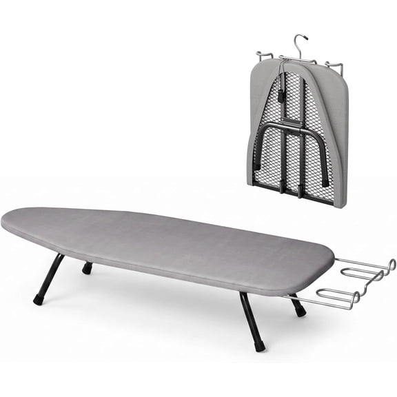Small Ironing Board Tabletop, Folding Mini Iron Board Portable with Iron Rest, Compact Iron Table with Cover and Pad for Small Space, Travel, Dorm