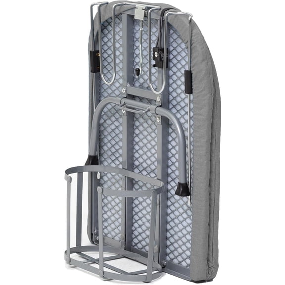Small Ironing Board with Iron Holder, Countertop Mini Ironing Board Tabletop with Non-Slip Feet, Travel Foldable Iron Table for Small Space, Grey
