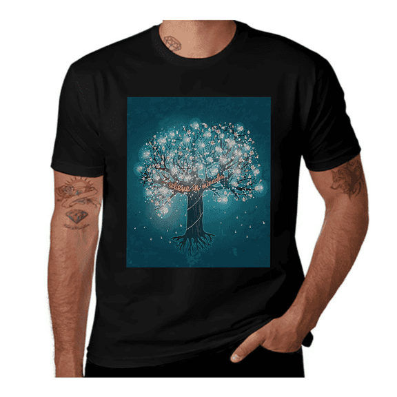 Small Island in Ocean-Tropical-Forest Green-Aqua- Casual Streetwea Everyday Tshirt Comfortable Wear tee shirt