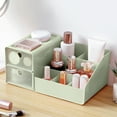 thumbnail image 1 of Small Item Cosmetic Drawer Organizer, 2-Compartment Plastic Storage Box for Lipsticks Makeup Pads and Jewelry, Compact Desktop Vanity Tidy for Dresser and Office, 1 of 6