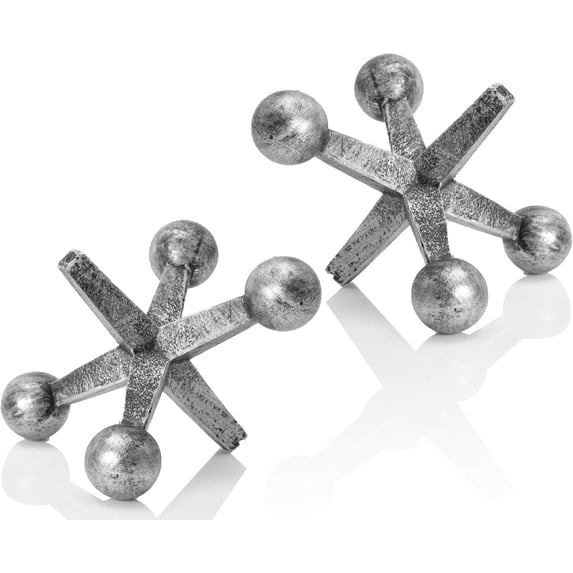 Small Jack Retro Charm Knick Knacks for Shelf Decor, Set of 2, Resin Lightweight 4 Inch Vintage Silver Small Decor, Antique Shelf Accent for Coffee Table and Books