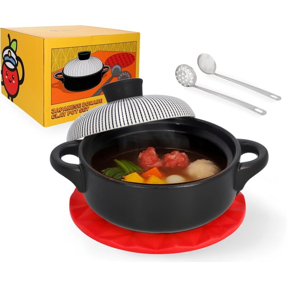 Small Japanese Donabe Pot Set for 1-2 people (5-piece, 50.7oz with lid), Small Donabe Claypot, Clay Cooking Pots, Earthenware, Korean Stone Pot, Casserole Claypots, Chinese Stew