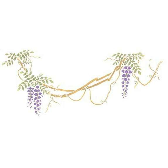 Small Japanese Wisteria Vine Wall Stencil SKU #2390 by Designer Stencils