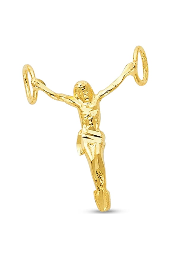 Small Jesus Piece Full Body Crucifix Charm Pendant Solid 14k Yellow Gold Genuine Christ Polished Religious New 20 mm x 15 mm