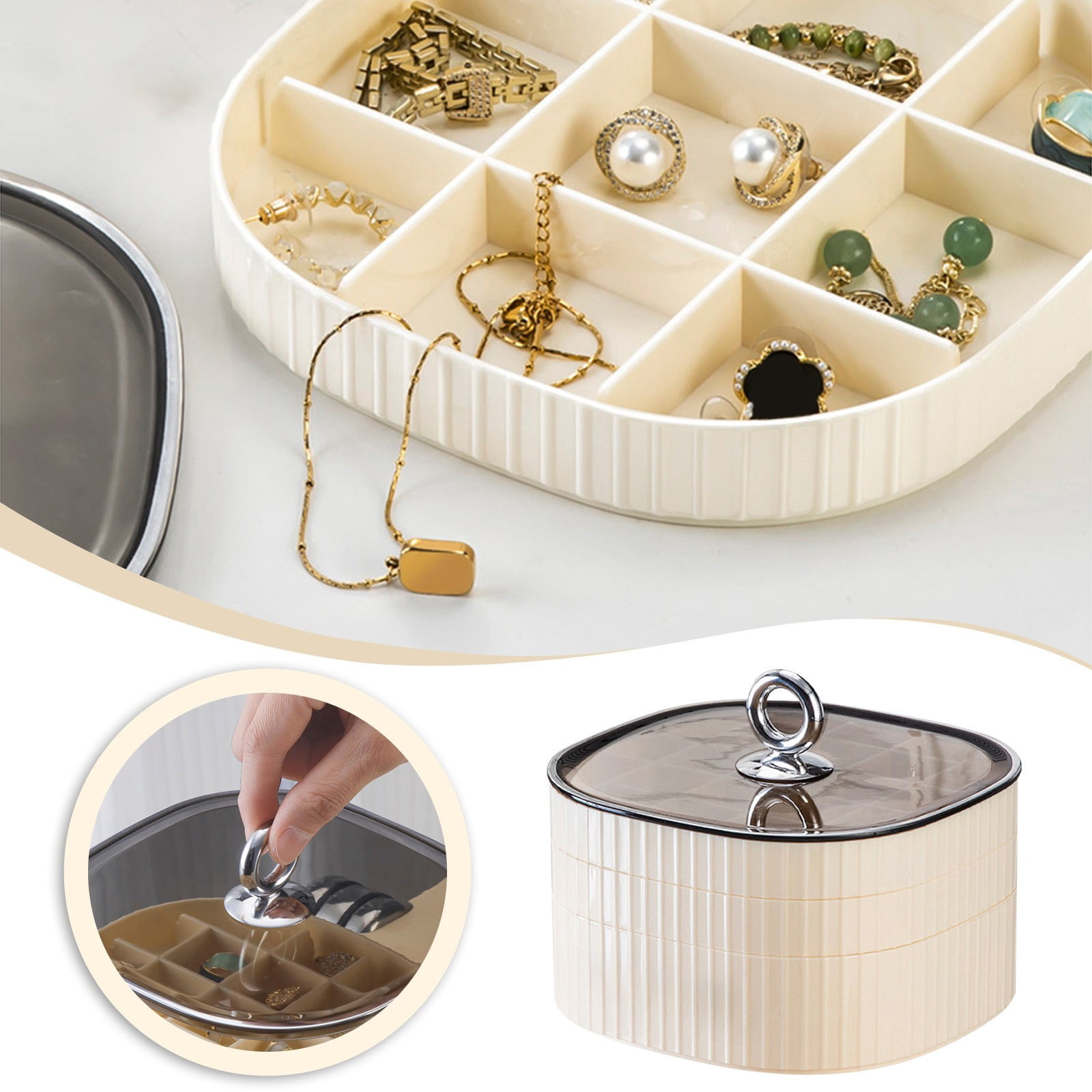 Small Jewelry Box Organizer, 3 Layer Jewelry Storage for Earrings Rings ...
