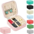 thumbnail image 1 of Small Jewelry Box, Portable Jewelry Box Organizer PU Leather Mini Travel Jewelry Storage Case for Rings Earrings Necklace Bracelets Jewelry Gift for Women Girls Bright pink, 1 of 8