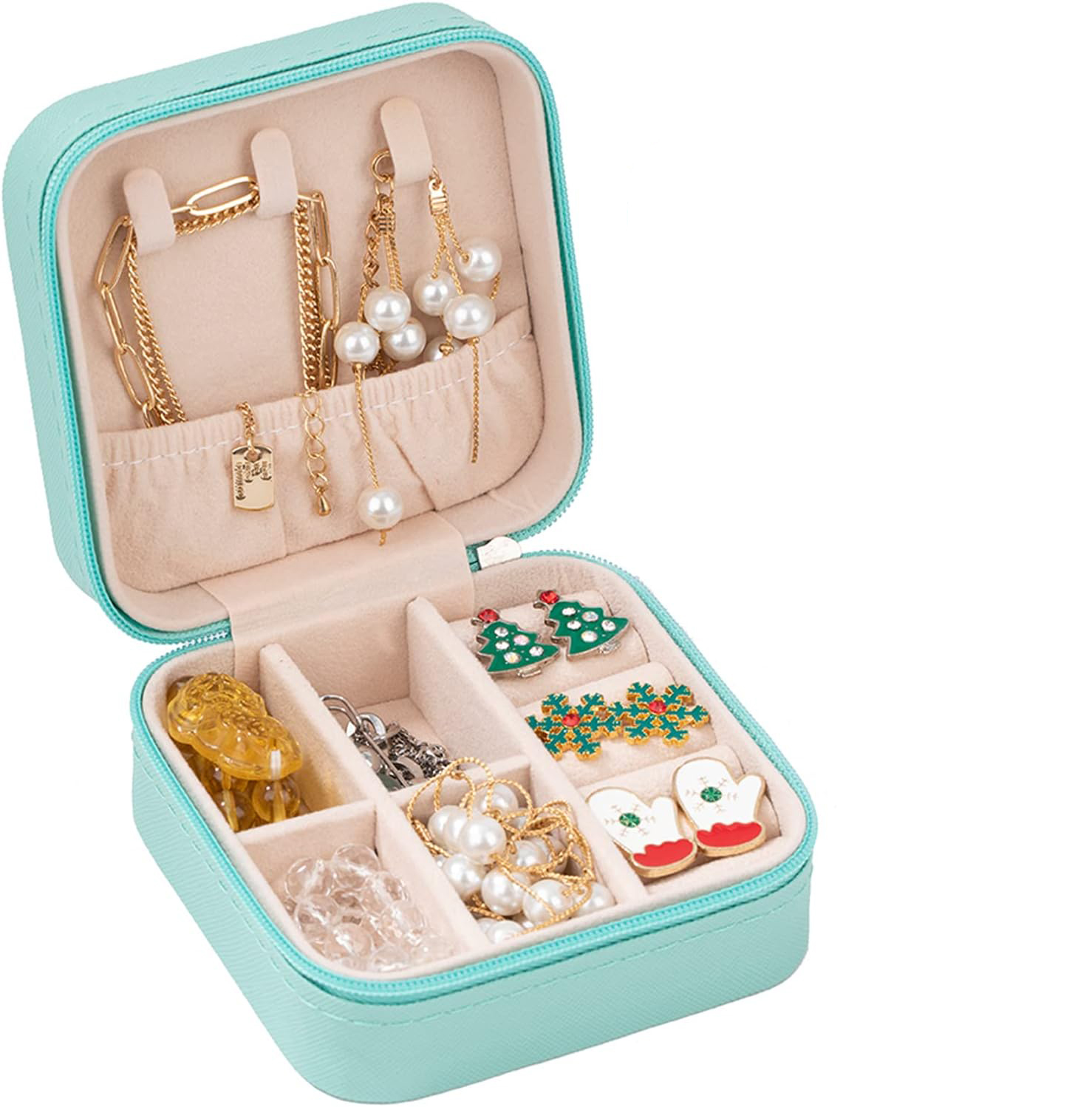 GoXteam Small Jewelry Box, Travel Portable Jewelry Case for Ring, Pendant, Earring, Necklace