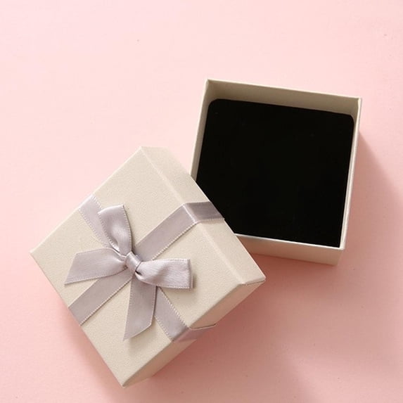 Small Jewelry Gift Box, Small Velvet Jewelry Box, Bridesmaid Proposal Box, Ring Box for Proposal, 7.5 X 7.5 X 3.5 Inch Square Gift Box with Satin Ribbon Bow and Removable Black