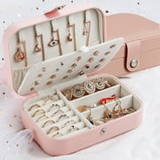 WOORNIGOJIN Small Jewelry Organizers for Women, Travel Portable Jewelry Case Gifts(Pink)