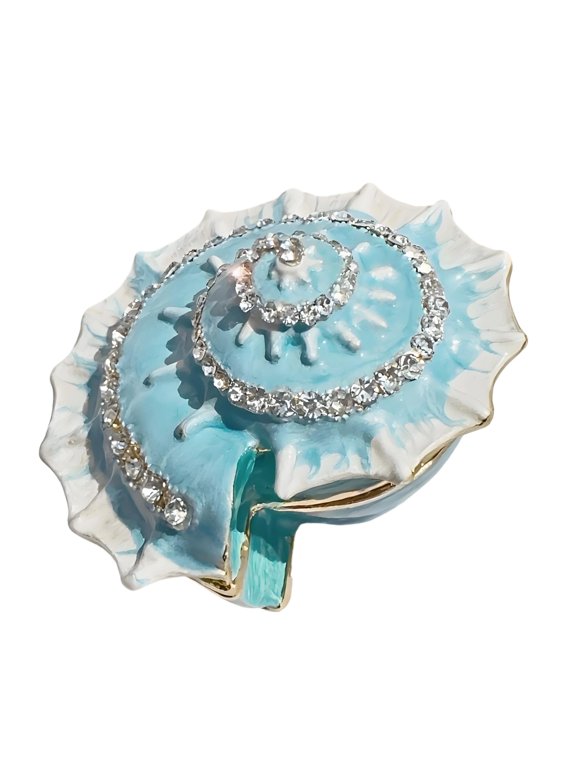 Small Jewelry Shell Trinket Box, Alloy and Pendant Holder for Vanity Counters and Display Shelves