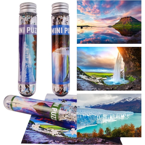 Small Jigsaw Puzzles for Adults Challenging Puzzle Small Puzzles Mini Jigsaw Puzzles for Teens 150 Pieces Micro Tiny Puzzle Waterfall Sunset Landscape Scenery Travel Puzzles 6 x 4 inch 3 Packs
