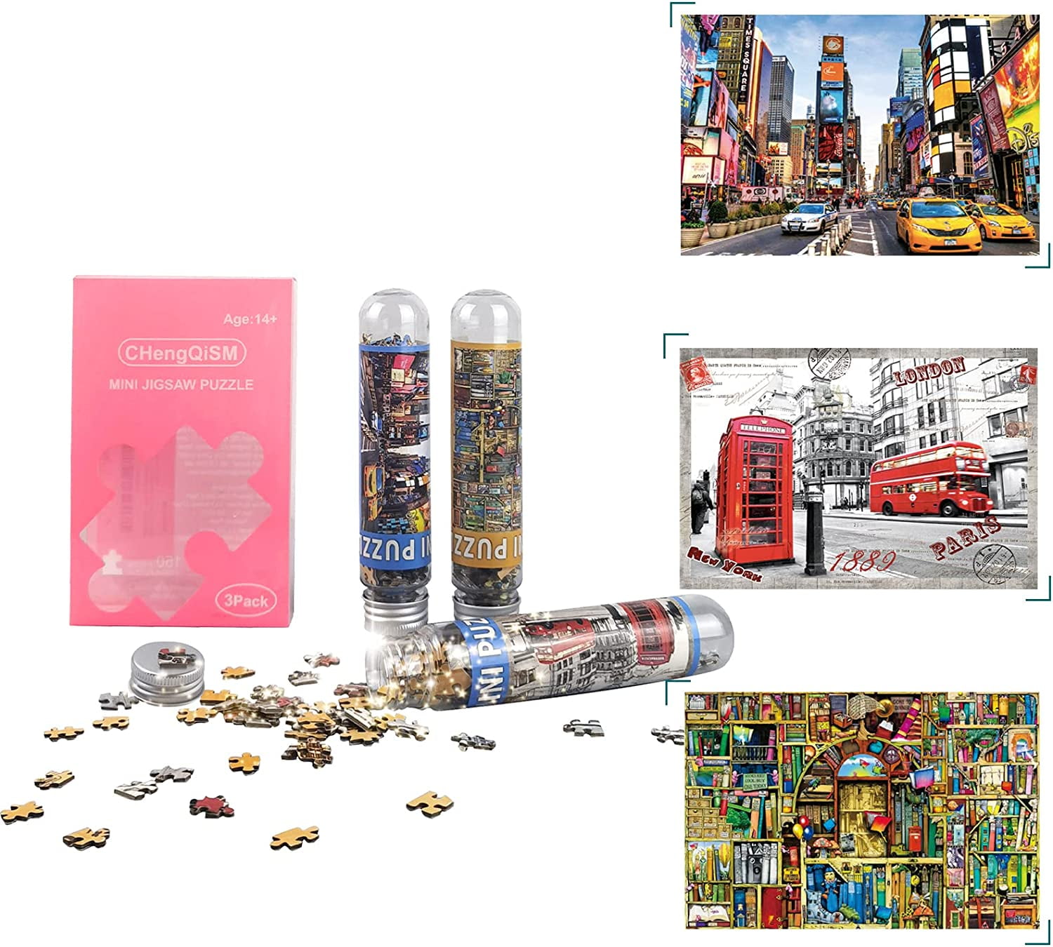 Small Jigsaw Puzzles for Adults Mini Puzzles Challenging Difficult Puzzles  London Time Square Book House 150 Pieces Tiny Puzzles Home Decor